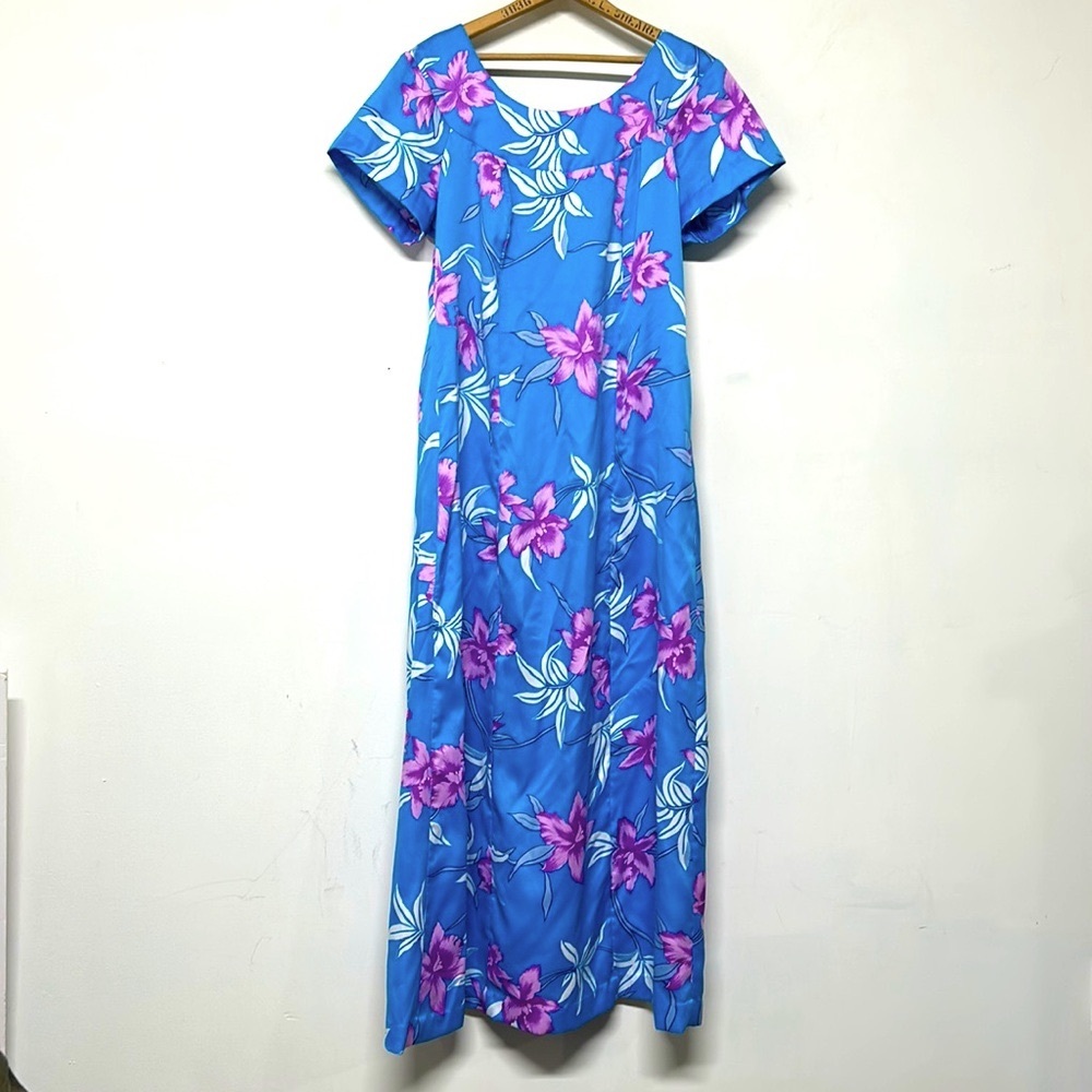 Hilo Hattie’s Hawaiian Maxi Dress Tropical Flowers Summer Comfy